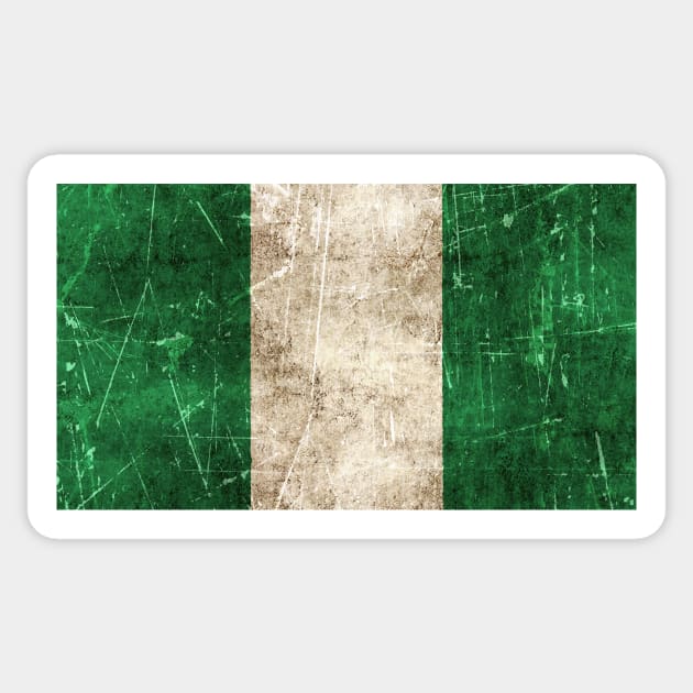 Vintage Aged and Scratched Nigerian Flag Sticker by jeffbartels